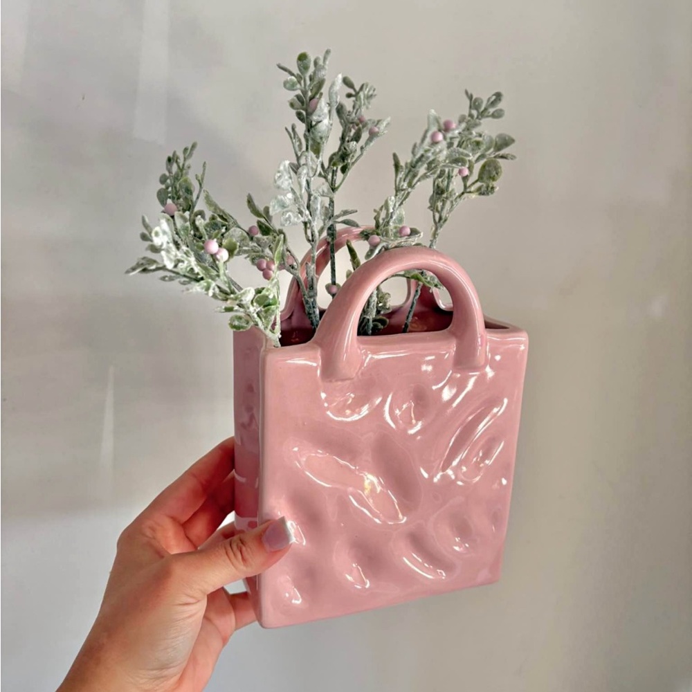 Pink Ceramic Handbag Vase
